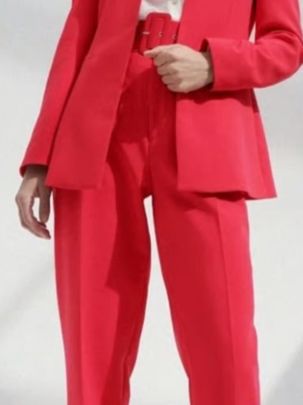 Zara Belted Pleated Fuscia Suit Pants